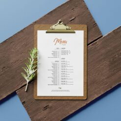Thực đơn - Menus 18 Thực đơn - Menus Free Clipboard A4 Menu Mockup PSD Set 2