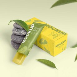 Nhãn Hộp - Box Labels 11 Nhãn Hộp - Box Labels Cosmetic Cream Tube Mockup 1 1 1024x696 1