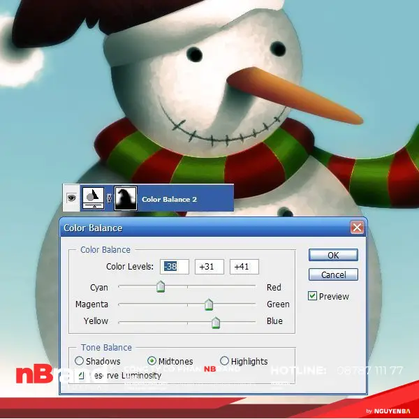 Tạo Người Tuyết và Bông Tuyết Lấp Lánh trong Photoshop 17g Tạo Người Tuyết và Bông Tuyết Lấp Lánh trong Photoshop