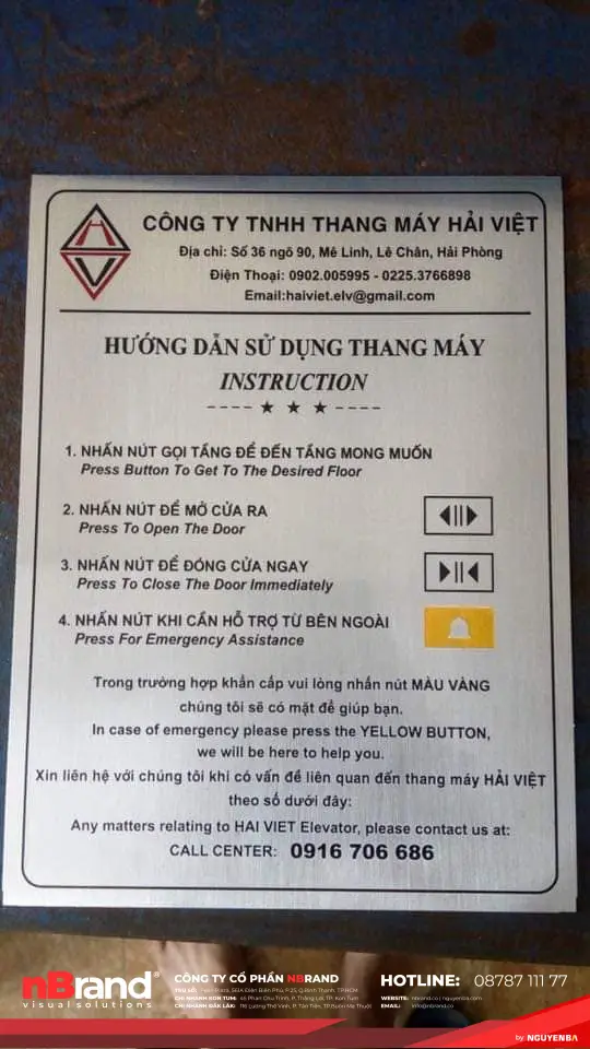Bảng chỉ dẫn thang máy Bảng chỉ dẫn thang máy