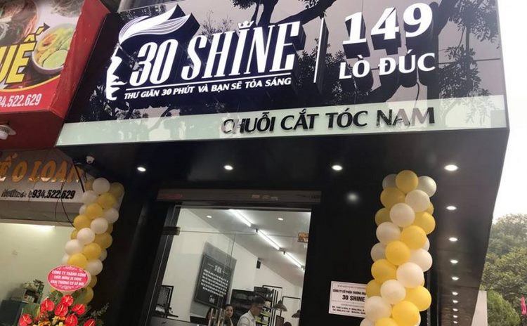 Trọn gói bảng hiệu và cải tạo nội thất tiệm salon tóc tại Kon Tum Mau bien quang cao Salon Toc 30 Shine