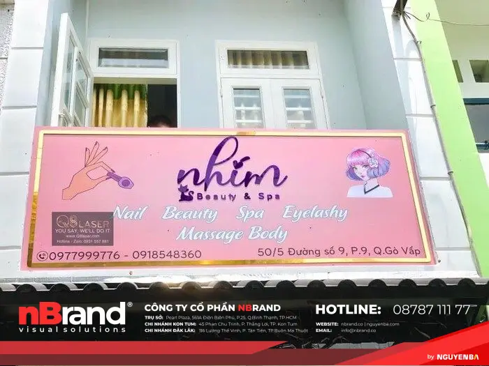 Trọn gói bảng hiệu nội thất tiệm Nails tại Kon Tum bang hieu nail dep 1