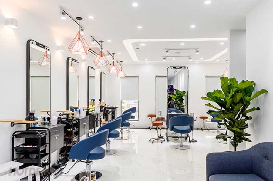 Trọn gói bảng hiệu và cải tạo nội thất tiệm salon tóc tại Kon Tum thiet ke salon toc hair salon design 1